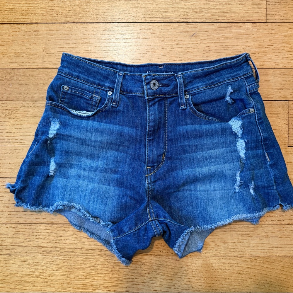 Signature by Levi Strauss High-Rise Distressed Denim Shorts